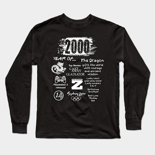 Born in 2000 Long Sleeve T-Shirt by Jambo Designs